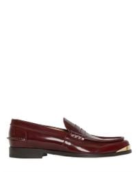 Louis Leeman Purple Brushed Leather Money Penny Loafers for men