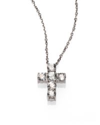 KALAN by Suzanne Kalan | Metallic White Sapphire and 14k White Gold Cross Necklace | Lyst