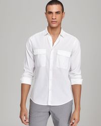 tarren theory linen slim pocket cotton double sport shirt