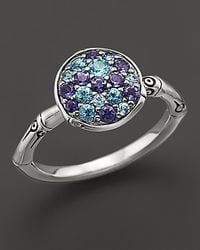 John Hardy Bamboo Silver Lagoon Colorway Small Round Ring ...