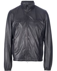 Valentino Funnel Neck Leather Jacket in Grey (Gray) for Men - Lyst