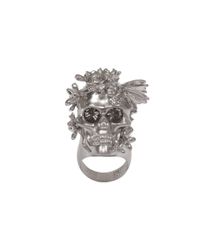 Alexander McQueen | Metallic Crystal Butterfly Skull Ring | Lyst