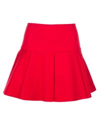 Lyst - Red Valentino Flared Pleated Skirt in Red