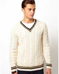 Mens cable knit cricket jumper Clearance
