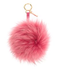 Fendi Fox Fur Pendant in Pink | Lyst