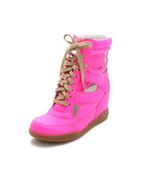 Lyst - Marc By Marc Jacobs Neon Cutout Wedge Sneakers in Pink