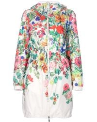 Moncler Flower Print Coat in White - Lyst
