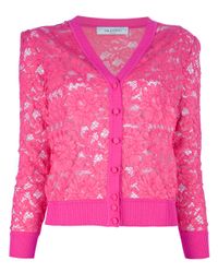 Valentino Sheer Lace Cardigan in Pink - Lyst