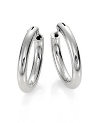 Roberto Coin | Metallic 18k White Gold Oval Hoop Earrings/1 | Lyst