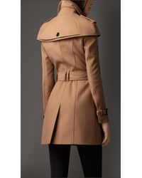 Burberry Wool Cashmere Caped Trench Coat in Camel (Brown) - Lyst