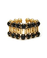 Nicole Miller | Metallic Black Crystal and Gold Bracelet | Lyst
