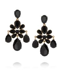 Oscar de la Renta | Black Gold-plated Crystal Clip Earrings | Lyst