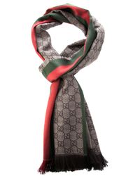 Gucci Striped Check Scarf in Brown (Pink) for Men | Lyst