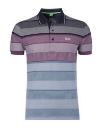 BOSS Blue Varied Stripe Short Sleeve T Shirt for men