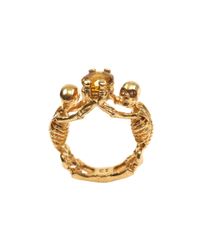 Alexander McQueen | Metallic Twin Skeleton Jewel Ring | Lyst