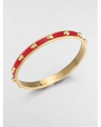 Alexander McQueen | Red 3D Enamel Skull Small Bangle Bracelet/Goldtone | Lyst