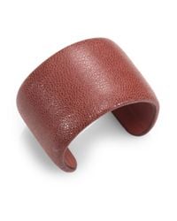 Brunello Cucinelli | Brown Pebbled Leather Cuff Bracelet | Lyst