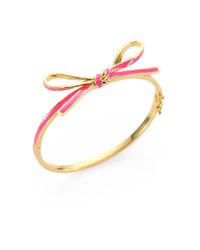 kate spade new york | Pink Skinny Mini Enamel Bow Bangle Bracelet | Lyst