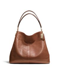 COACH Madison Leather Sm Phoebe Shoulder Bag in li/Chestnut (Brown) | Lyst
