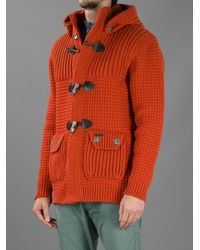 mens chunky knit hooded cardigan