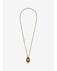 Alexander McQueen | Metallic Crystal Embedded Skull Pendant Necklace | Lyst