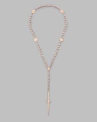 rosebud pamela rosary dagger necklace pink rose gold
