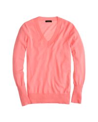 merino sweater neck pink crew neon coral