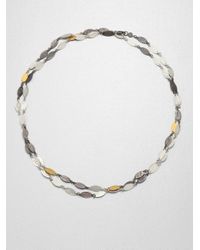 Gurhan | Multicolor 24K Yellow Gold & Two-Tone Sterling Silver Leaf Link Necklace | Lyst