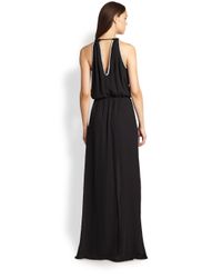 halter drawstring beatrice chiffon maxi parker silk dress