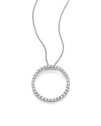 Roberto Coin | Tiny Treasures Diamond & 18k White Gold Large Circle Pendant Necklace | Lyst