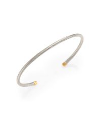Saint Laurent | Metallic Sterling Silver Cable Cuff Bracelet | Lyst