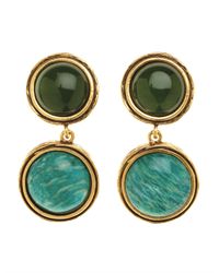 Oscar de la Renta | Green Semi Precious Drop Earring | Lyst