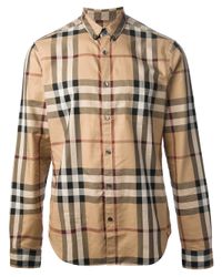 Mens beige checked shirt Clearance