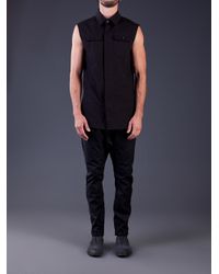 sleeveless button up men