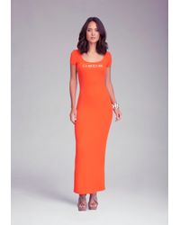 Bebe Logo Keyhole Maxi Dress In Orange Lyst Bebe Logo Keyhole Maxi Dress In Orange Lyst