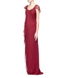 Notte by Marchesa Red Grecian Chiffon Evening Gown