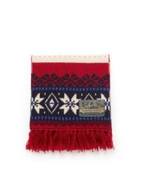 Scotch & Soda | Red Patterned Fringe Scarf for Men | Lyst