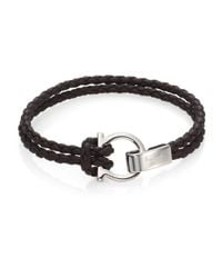 Ferragamo - Black Double Wrap Bracelet With Gancio Hook Closure for Men - Lyst