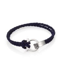 Ferragamo | Black Braided Leather Gancini Bracelet for Men | Lyst