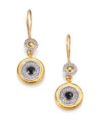 Gurhan | Metallic Glint Black/white Diamond, 24k Yellow Gold & Sterling Silver Drop Earrings | Lyst