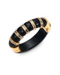 Kara Ross | Metallic 18k Goldplated Crystaldetailed Resin Cuff Bracelet | Lyst