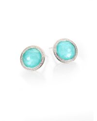 Ippolita | Metallic Stella Turquoise, Clear Quartz, Diamond & Sterling Silver Doublet Stud Earrings | Lyst