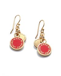 Marc By Marc Jacobs | Red Enamel Logo Disc Drop Earrings | Lyst
