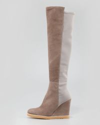 mushroom stuart overtheknee weitzman wedge boot natural