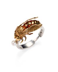 Delfina Delettrez | Metallic To Bee Or Not To Bee Sterling Silver Pearl Ring | Lyst