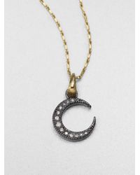Mizuki | Metallic Sterling Silver & 14K Yellow Gold Crescent Pendant Necklace | Lyst