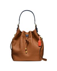 COACH Soft Legacy Dream Pebbled Leather Drawstring Shoulder Bag in Brown - Lyst