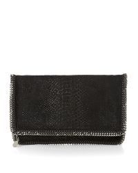 Stella McCartney | Black Velvet Python Clutch | Lyst