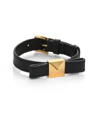 kate spade new york | Black Thin Leather Bow Bracelet | Lyst