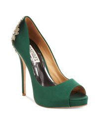 badgley mischka emerald green shoes